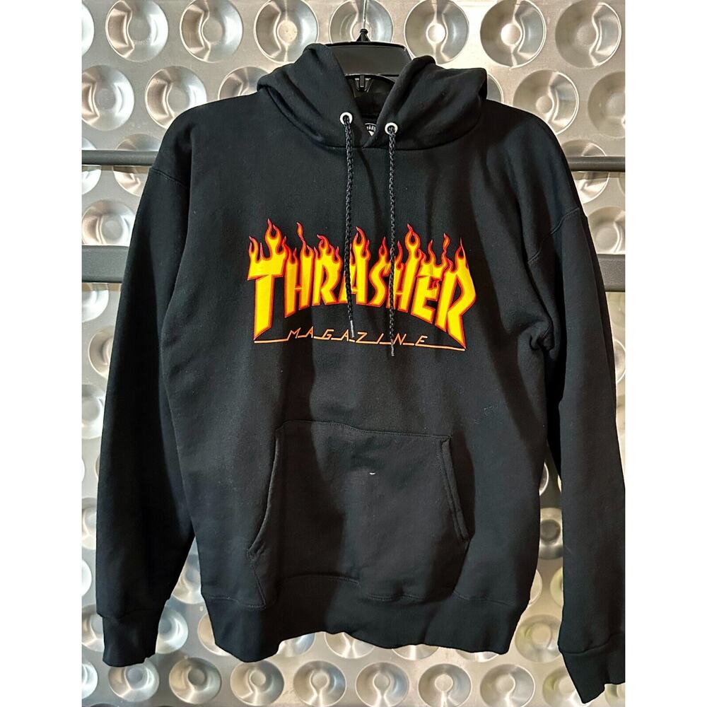 Thrasher Flaming Skateboarding Magazine Hoodie Black | Size Small | NWOT